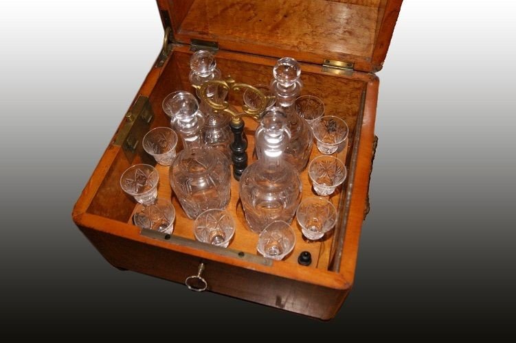 Antique Liquor Box From The 1800s Complete With Bottles And Glasses-photo-3