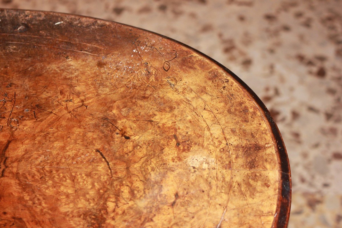 19th-century Irish Sewing Table In Walnut And Walnut Burl With Inlays-photo-4