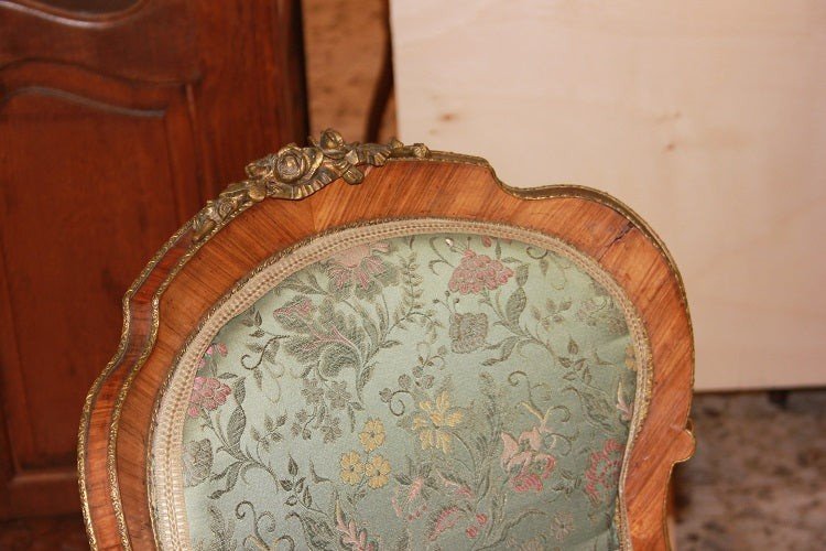 Salon Louis XV Avec Des Ornements En Bronze En Bois De Rose. Canapé, 2 Fauteuils 2 Chaises-photo-2