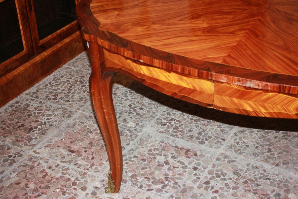 Extendable French Table In Louis XV Style - Bois De Rose And Bois De Violette | 19th Century-photo-4