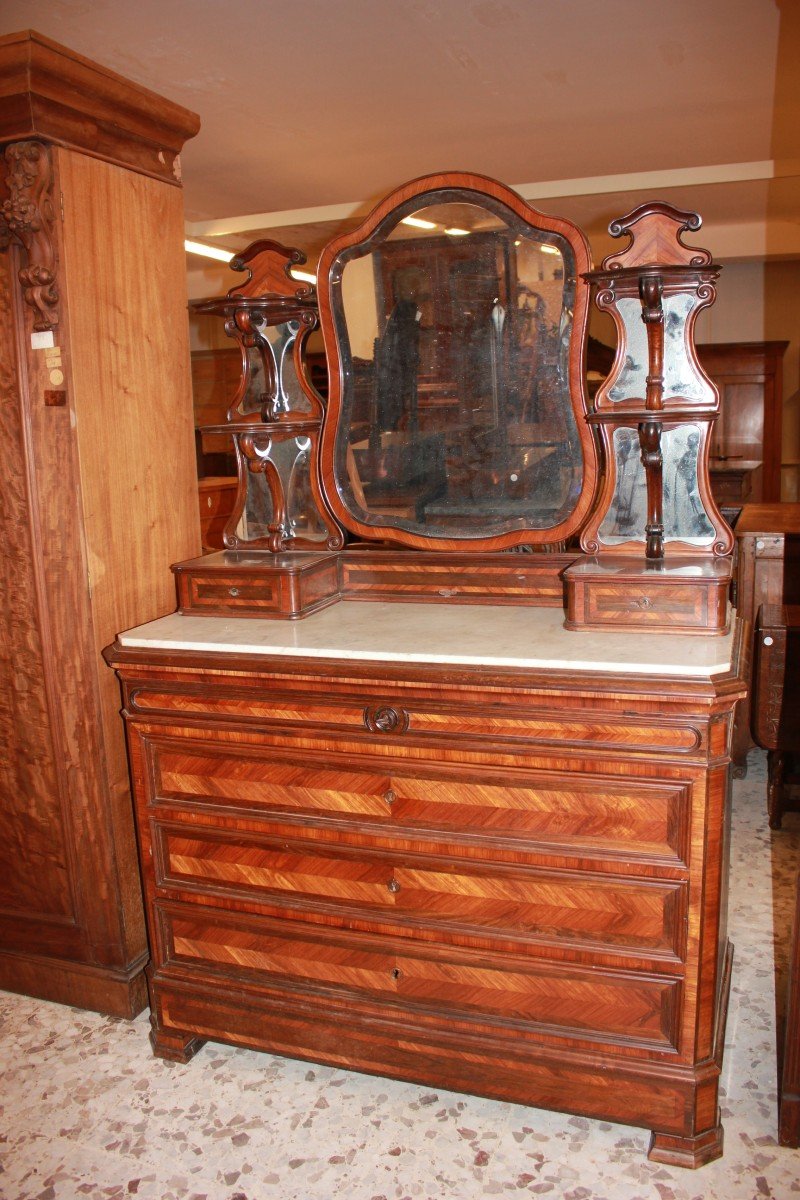 Louis Philippe Chest Of Drawers With Mirror 19th Century