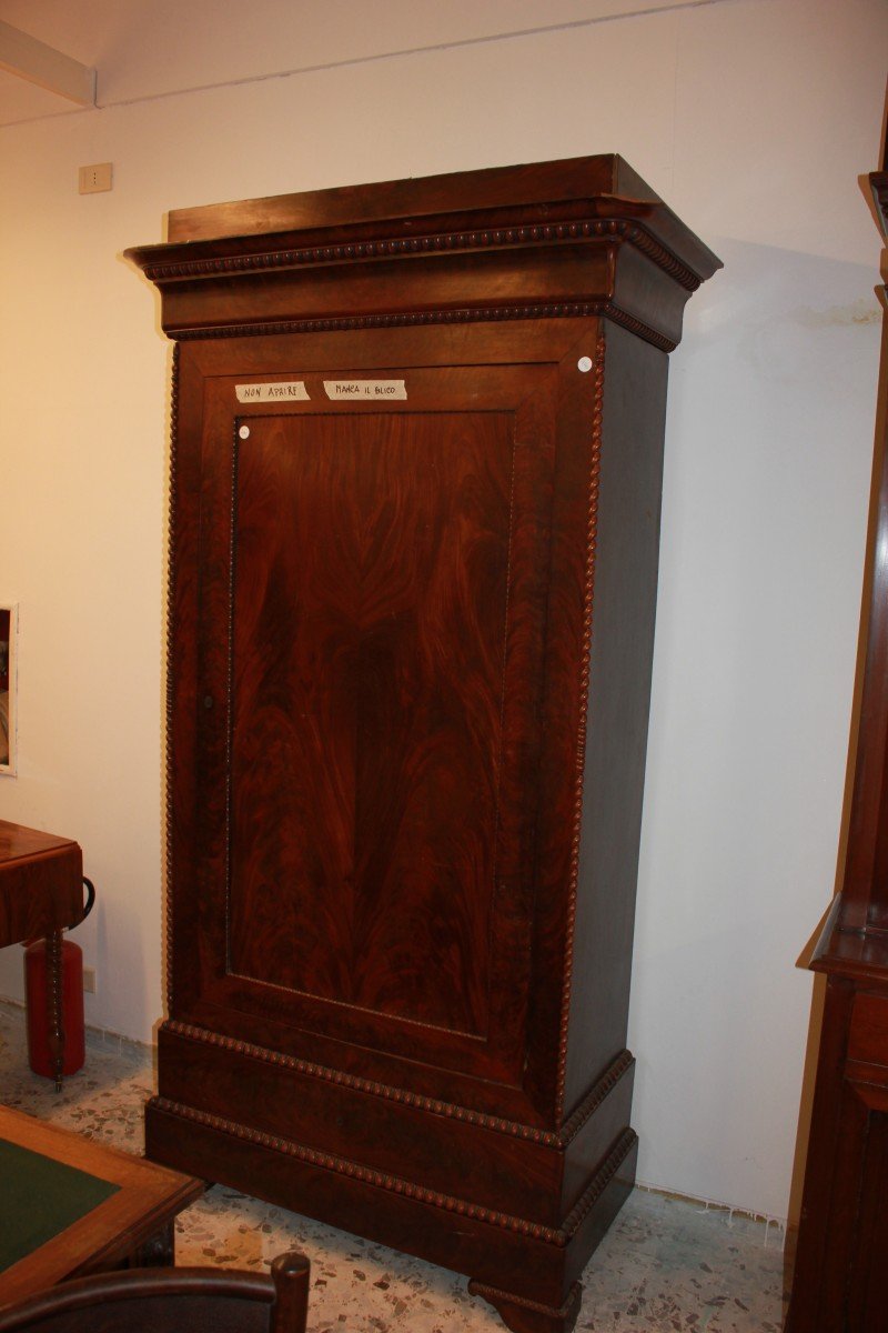 Armoire à 1 Porte Française Style Directoire En Acajou Et Placage d'Acajou