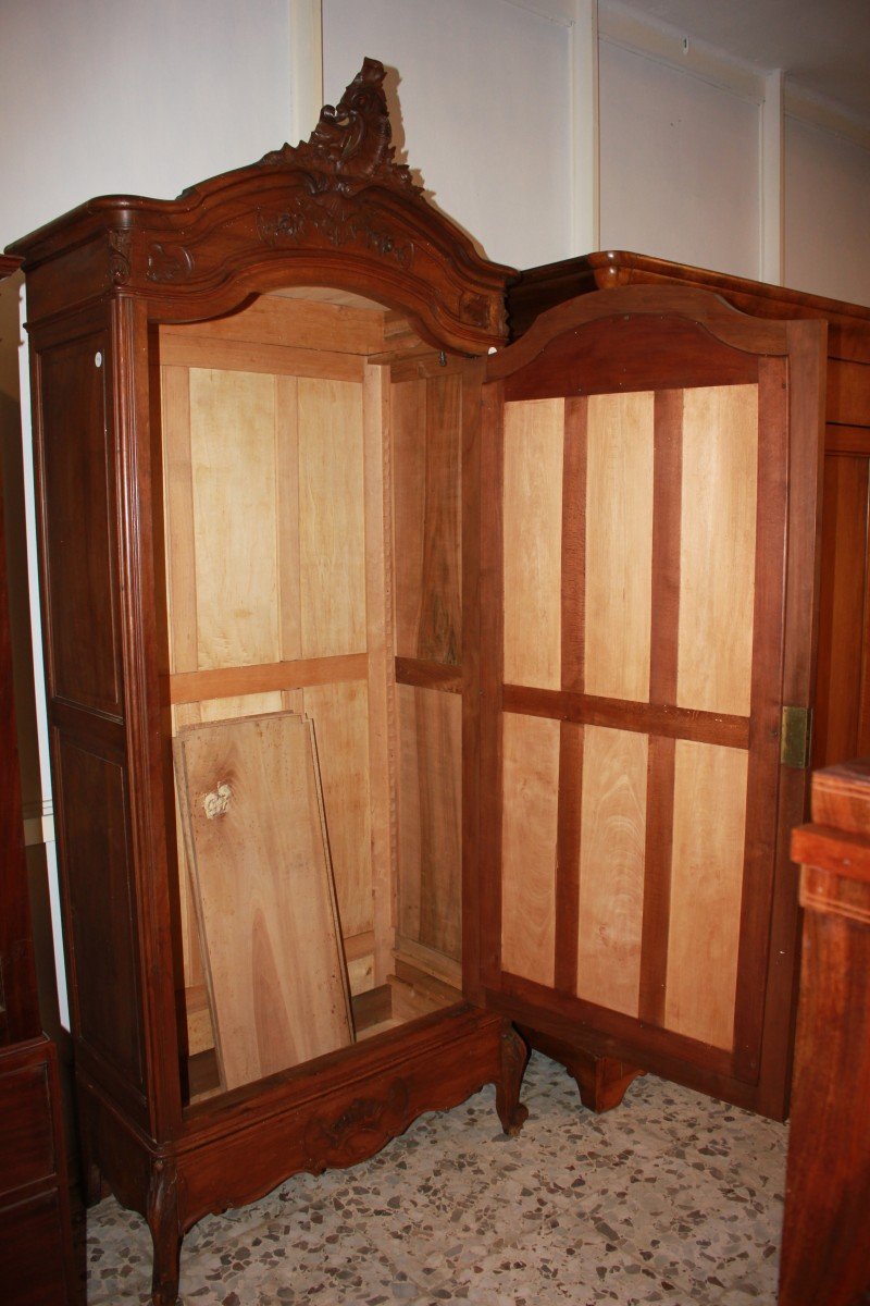 Armoire En Noyer Louis-philippe à 1 Porte Avec Miroir, Seconde Moitié Du XIXe Siècle-photo-1