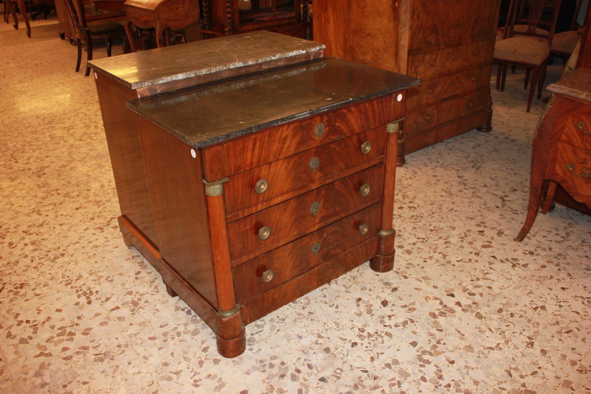 Petite Commode Française De Style Empire En Acajou Et Placage d'Acajou-photo-2