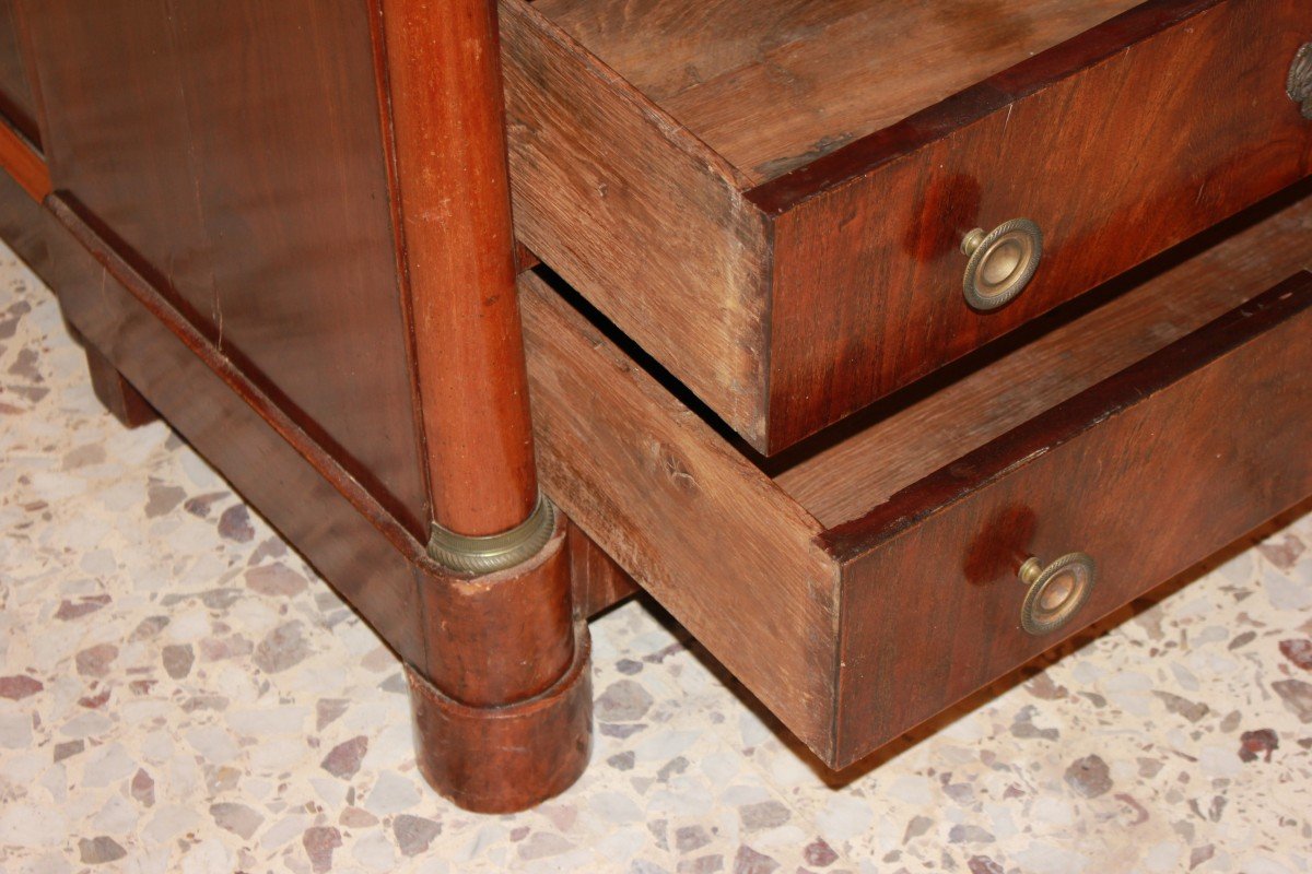 Petite Commode Française De Style Empire En Acajou Et Placage d'Acajou-photo-2