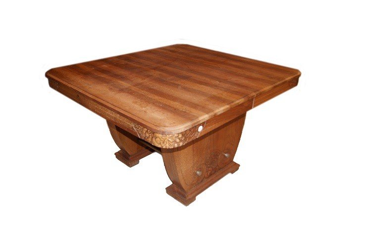 Table à Rallonge Française Du Début Des Années 1900 De Style Decò En Bois De Noyer