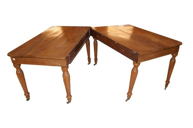 Grande Table Console Extensible Italienne Des Années 1800 En Bois De Noyer-photo-3