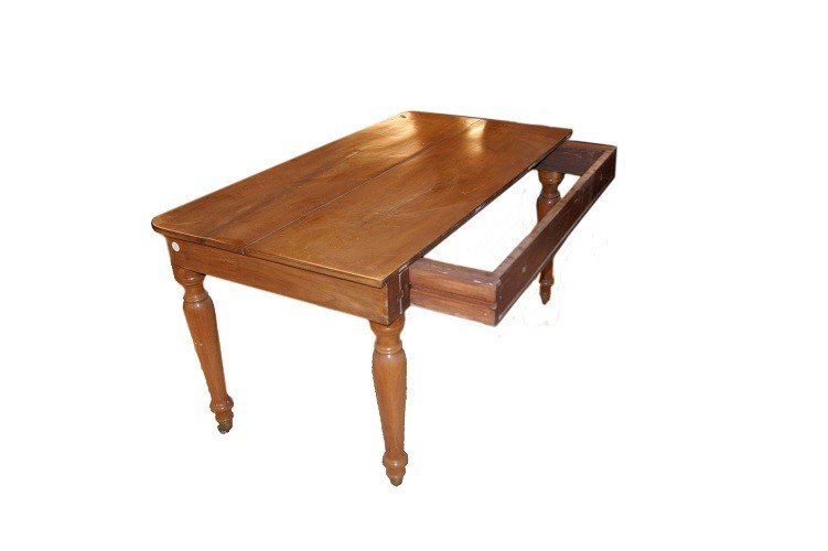 Grande Table Console Extensible Italienne Des Années 1800 En Bois De Noyer-photo-4