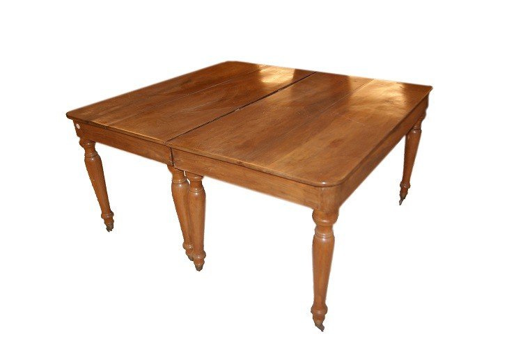 Grande Table Console Extensible Italienne Des Années 1800 En Bois De Noyer