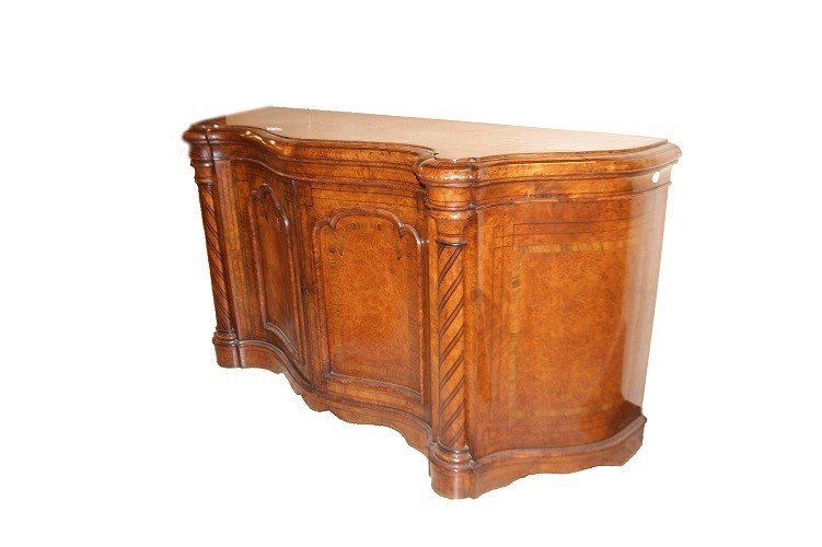 Beautiful English Victorian-style Sideboard From The Mid-1800s, Made Of Elm Wood -photo-2