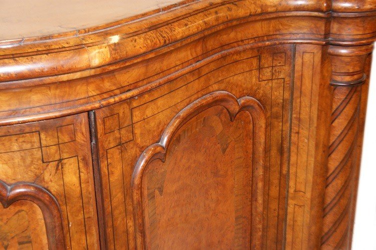 Beautiful English Victorian-style Sideboard From The Mid-1800s, Made Of Elm Wood -photo-1