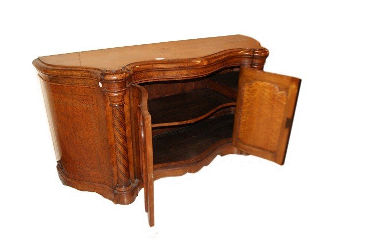 Beautiful English Victorian-style Sideboard From The Mid-1800s, Made Of Elm Wood -photo-2