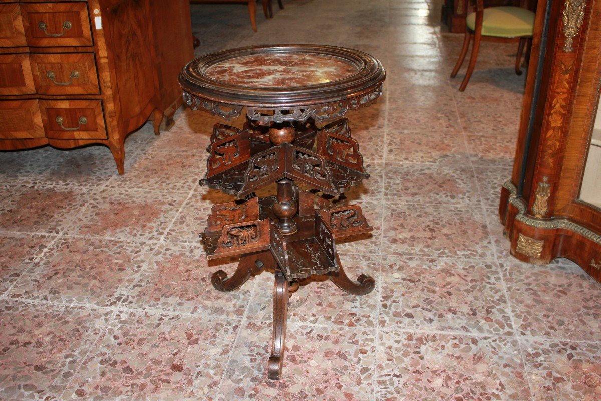 French Oriental-style Walnut Smoking Table From The 1800s-photo-4