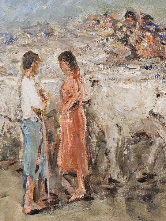 Oil On Canvas By Gaetano Bocchetti (1888-1990) – Depicting Pasture With Figures-photo-1