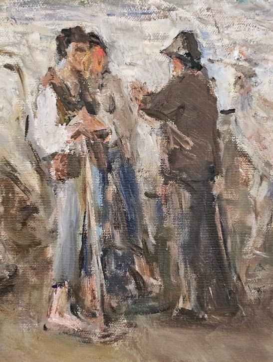 Oil On Canvas By Gaetano Bocchetti (1888-1990) – Depicting Pasture With Figures-photo-2