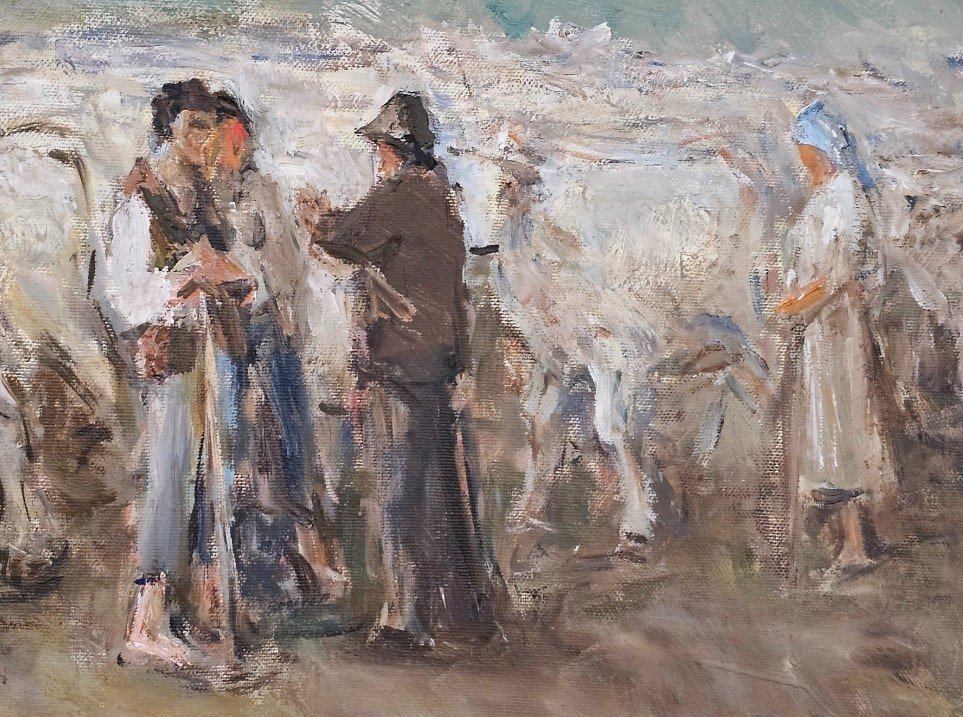 Oil On Canvas By Gaetano Bocchetti (1888-1990) – Depicting Pasture With Figures-photo-4