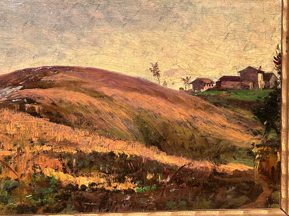 Huile Sur Panneau Du Début Des Années 1900 Attribuée à Domenico Giacinti (1868-1957)-photo-3