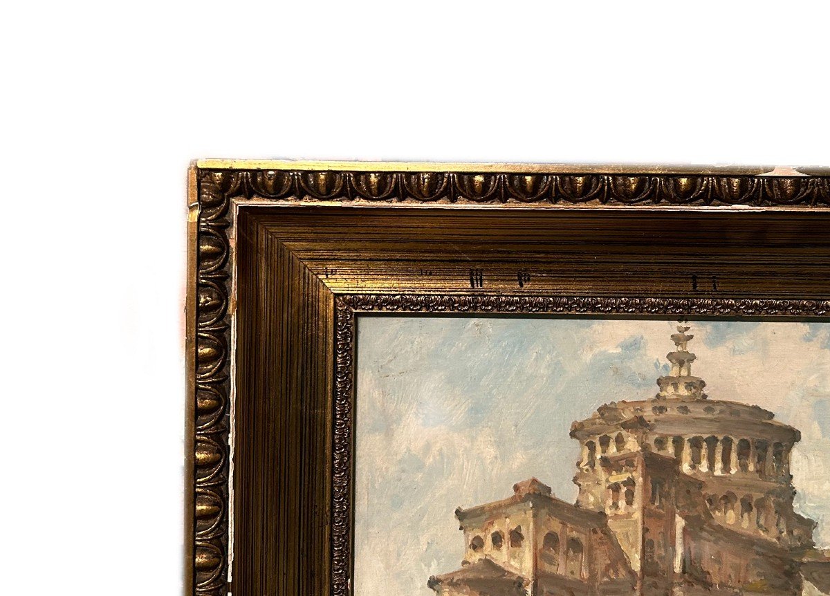 Pair Of Oil On Panel Italian Paintings Signed By Fortunato Zangli (1899-1972) Views Of Milan-photo-3