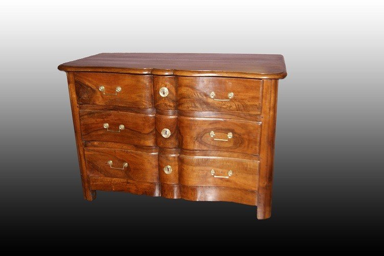 Superb French Chest Of Drawers From The End Of The 1700s, Regency Style, In Solid Walnut-photo-3