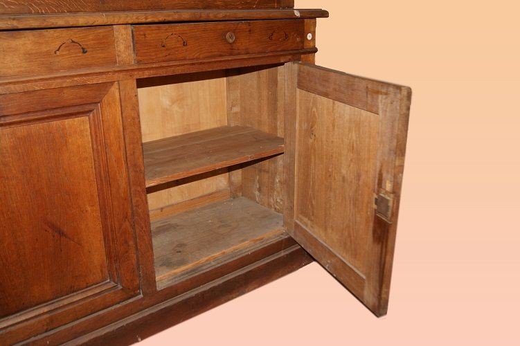 Large French Library, Two Bodies, From The Second Half Of The 1800s In Oak Wood-photo-4