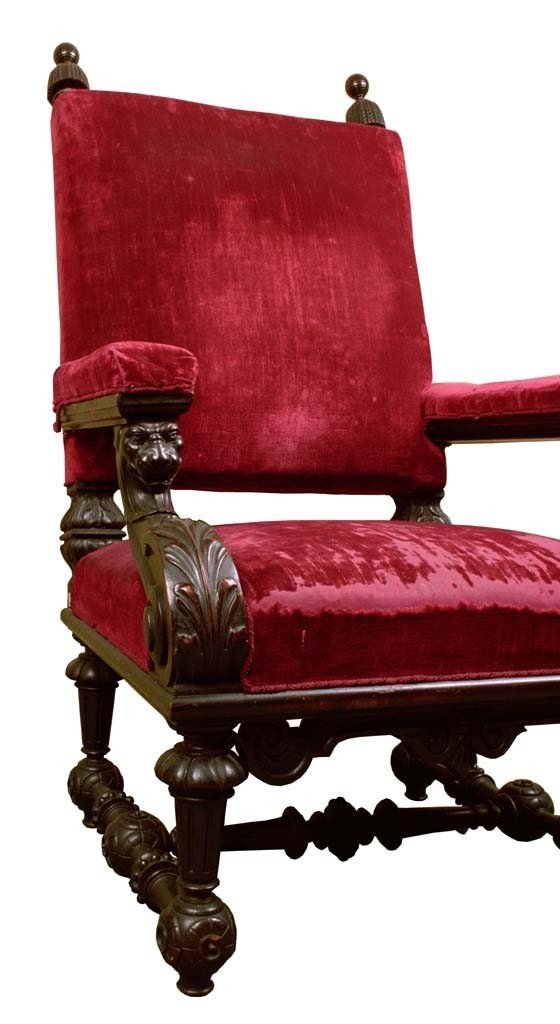 Paire De Fauteuils Chaise Haute En Noyer Sculpté Italien Du Début Des Années 1800 Renaissance-photo-2