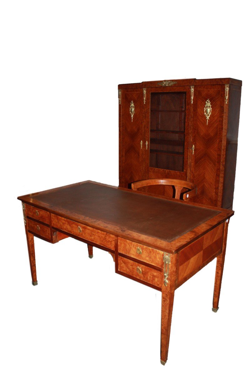 Complet Avec Bureau Bibliothèque Et Fauteuil De Style Louis XVI