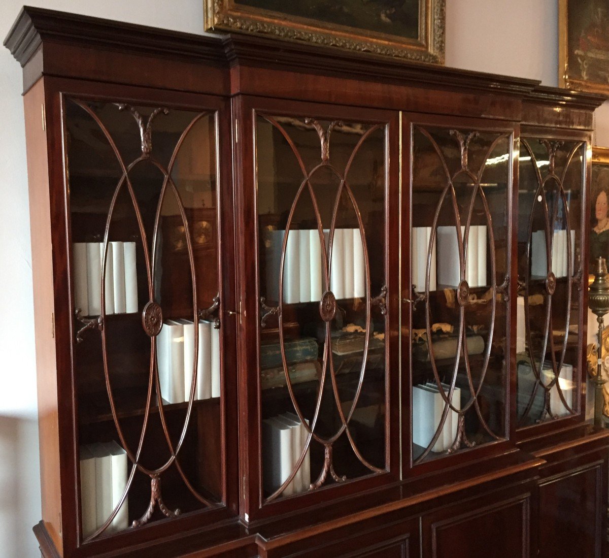 Large Mahogany Bookcase With Four-door Base And Four-door Glass Shelf-photo-7