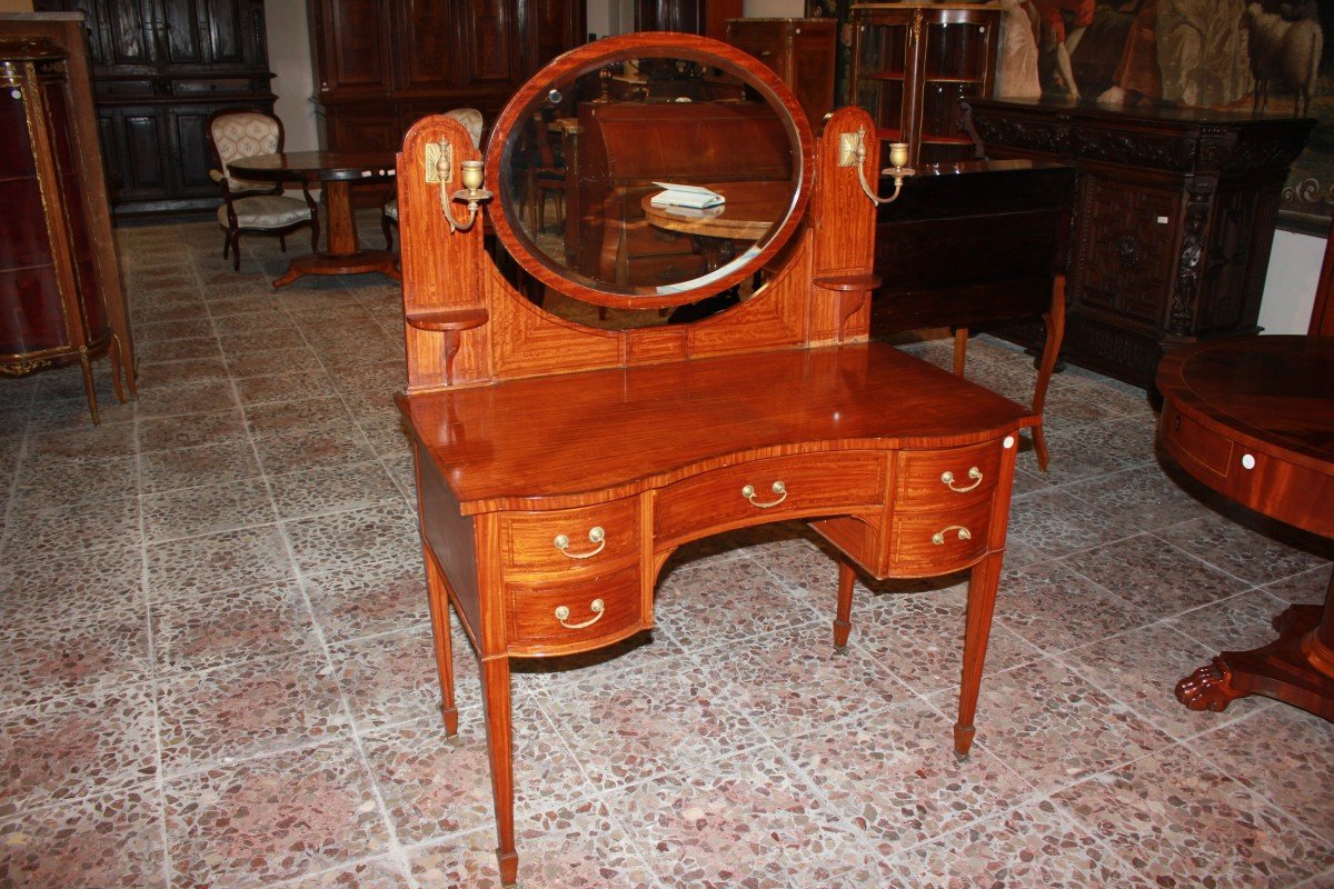 Victorian Dressing Table From The Second Half Of The 19th Century In Satinwood-photo-4