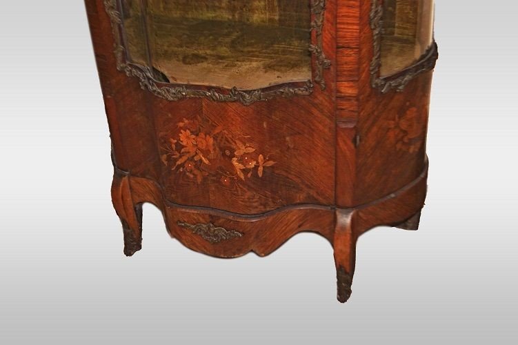 Ancient Louis XV Style Vernis Martin Display Cabinet With Marble And Bronze Inlays-photo-4