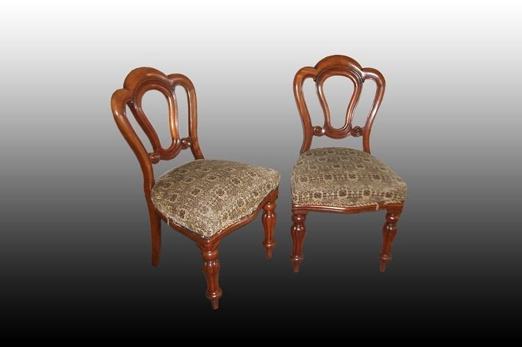 Groupe De 6 Chaises Anglaises Antiques En Bois d'Acajou Datant Des Années 1800