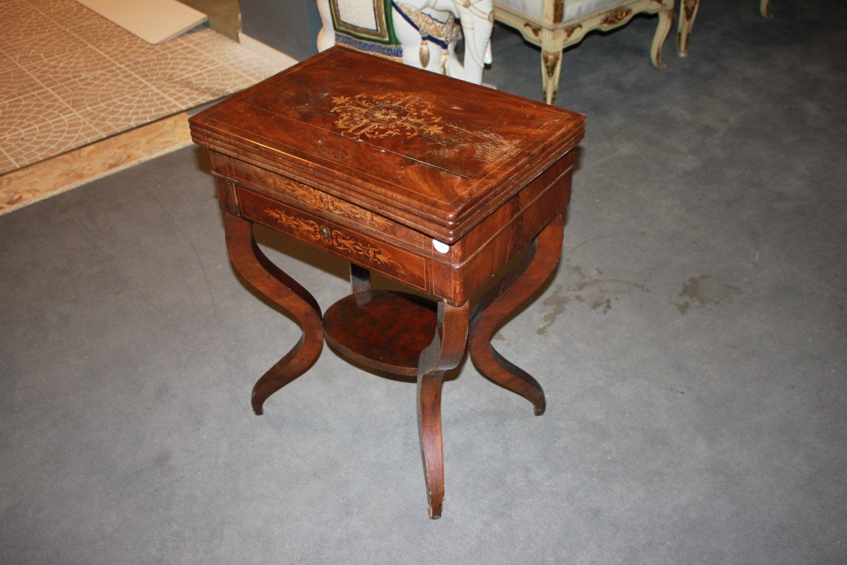 Small French Card Table In Charles X Style In Mahogany-photo-2