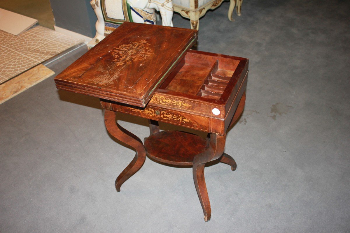 Small French Card Table In Charles X Style In Mahogany-photo-1