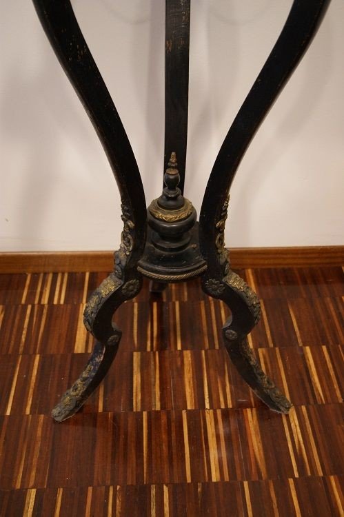 French Mid-1800s Empire Style Plant Stand In Ebonized Wood. They Have Rich Applications In Bron-photo-2