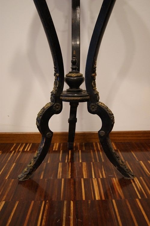 French Mid-1800s Empire Style Plant Stand In Ebonized Wood. They Have Rich Applications In Bron-photo-3