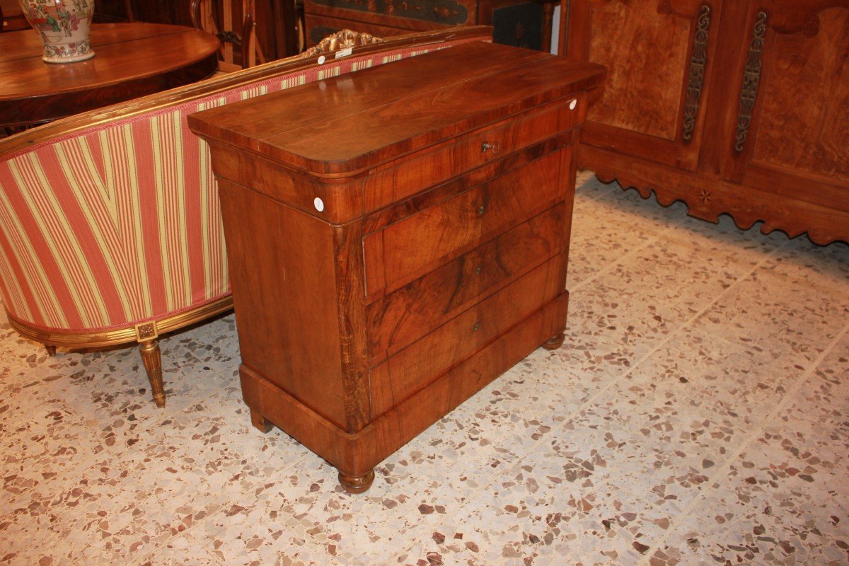 Petit Commode Française Style Louis-philippe En Noyer, XIXe Siècle-photo-4