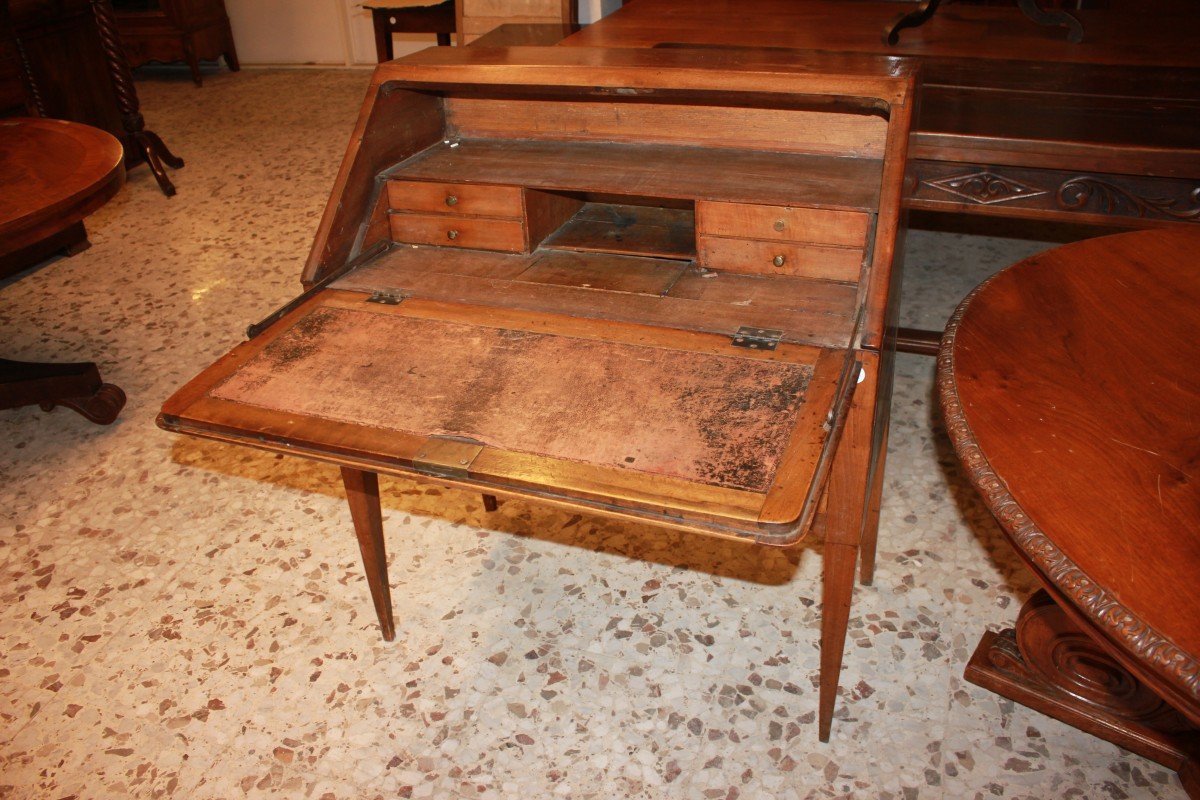 Late 18th Century French Drop-front Desk In Walnut, Inlaid, Louis XVI Style-photo-2