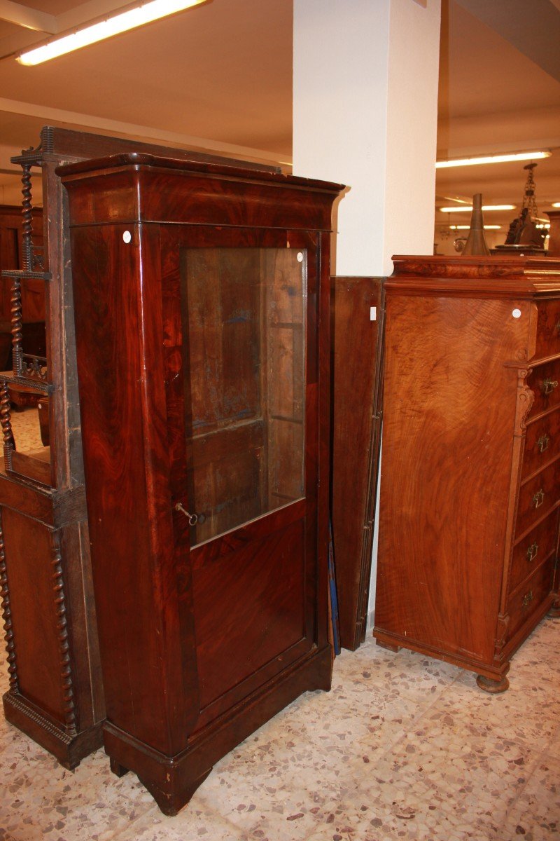 French Display Cabinet Bookshelf In Directoire Style, Flame Mahogany, 19th Century-photo-4