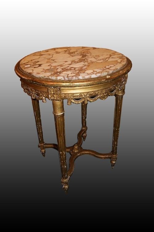 French Living Room From The 2nd Half Of The 1800s, Louis XVI Style, In Wood Gilded With Gold Le-photo-1