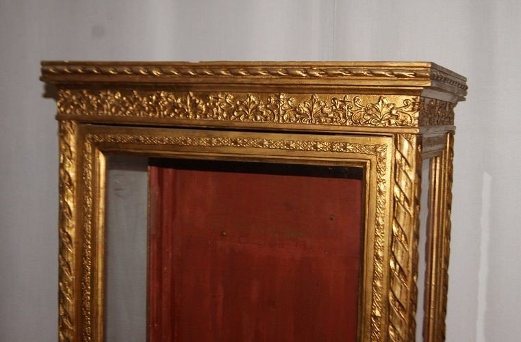 Superb French Showcase From The Second Half Of The 1800s, Louis XVI Style, In Wood Gilded With -photo-3