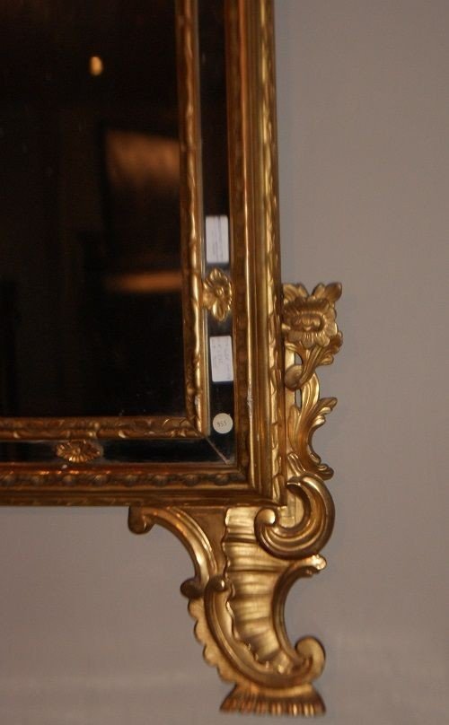 Miroir Italien Des Années 1700 Feuille d'Or Doré Louis XV-photo-4