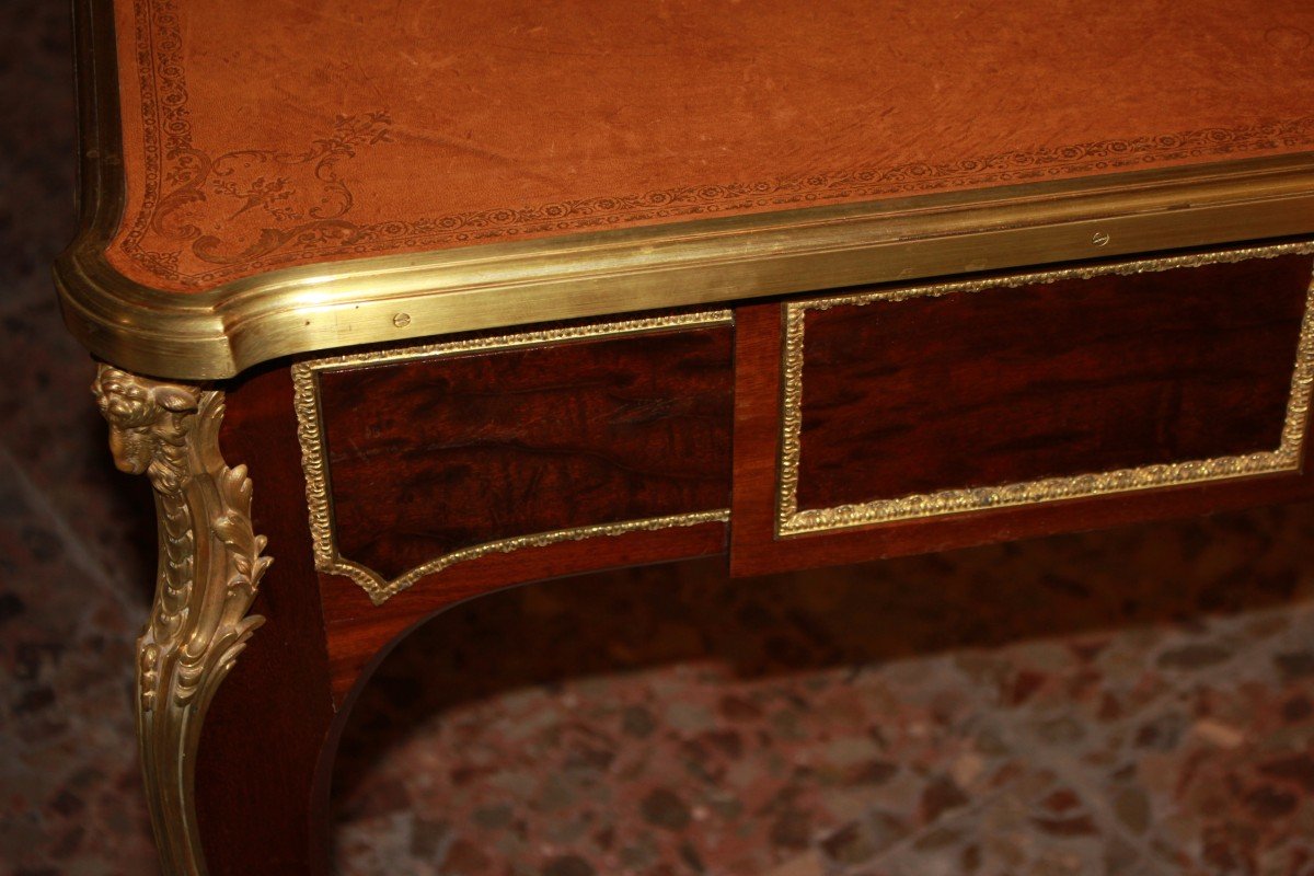 French Desk In The François Linke School, Louis XV Style, Made Of Mahogany Wood-photo-3