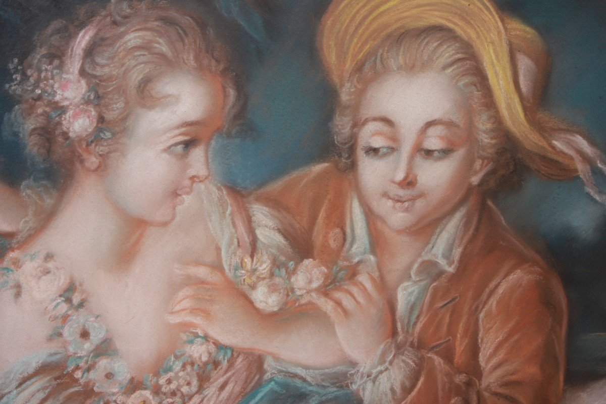 19th-century French Pastel Depicting Figures-photo-3