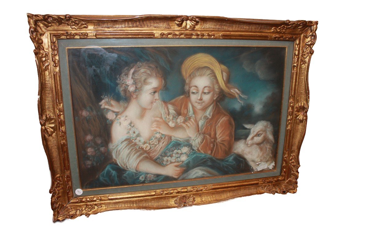 19th-century French Pastel Depicting Figures