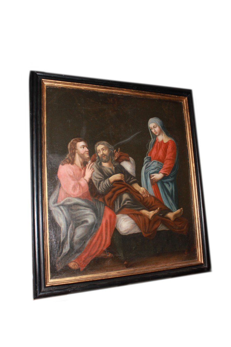 Huile Sur Toile Française Du XVIIIe Siècle Représentant La Mort De Saint Joseph