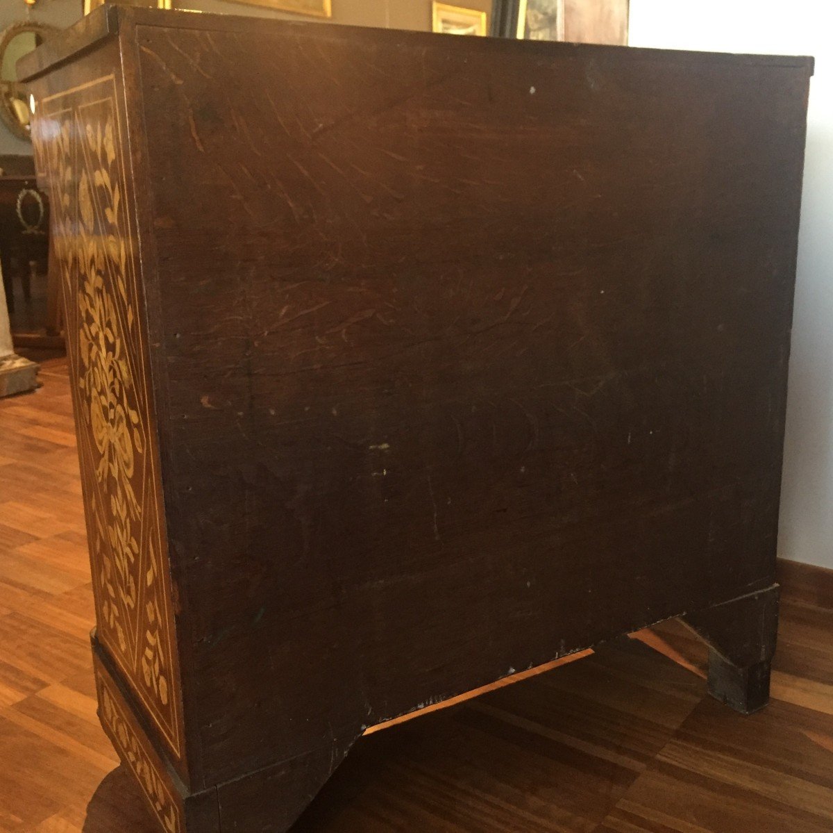 Dutch Sideboard With Two Doors And Undertop Drawer In Mahogany, Richly Inlaid On Each Side-photo-1