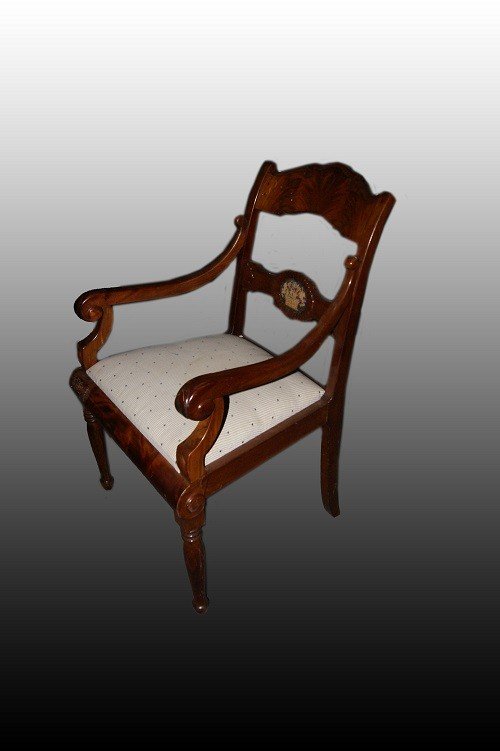 Group Of 4 Beautiful North European Armchairs From The Mid-1800s, Biedermeier Style, Made Of Ma-photo-2