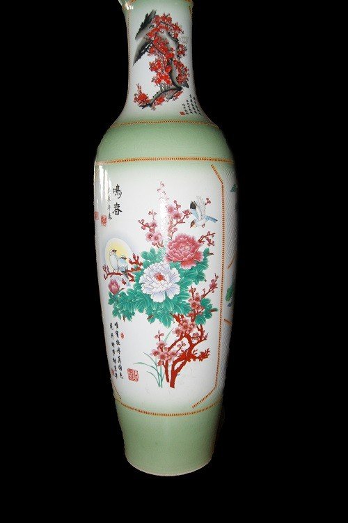 Paire De Grands Vases Chinois Du Début Des Années 1900 Et De La Fin Des Années 1800 Porcelaine-photo-3