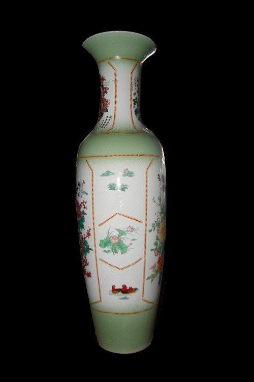 Paire De Grands Vases Chinois Du Début Des Années 1900 Et De La Fin Des Années 1800 Porcelaine-photo-4