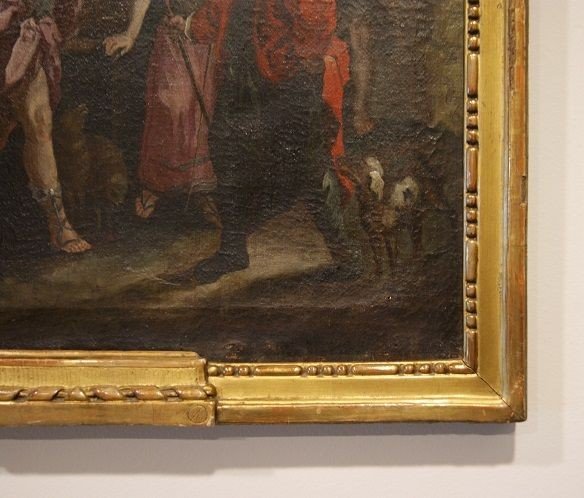 Huile Sur Toile Italienne De 1700 Représentant Des Personnages Extérieurs-photo-3