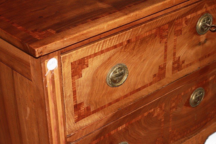 French Chest Of Drawers From The Early 1800s, In The Louis XVI Style, Made Of Walnut Wood. It F-photo-2